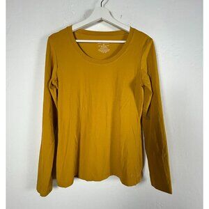 Fair Indigo Womens Organic Pima Cotton Long Sleeve Mustard Yellow Top Medium